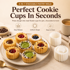 🧁 KITCHEN FAVORITE | Cookie Cup Mold Press – 4-in-1 Detachable Pastry Shaper for Jam, Chocolate & Cream-Filled Treats