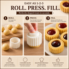 🧁 KITCHEN FAVORITE | Cookie Cup Mold Press – 4-in-1 Detachable Pastry Shaper for Jam, Chocolate & Cream-Filled Treats