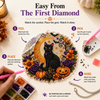 ✨🐈‍⬛ Halloween Black Cat Diamond Art Kit – DIY Hanging Ornament👻