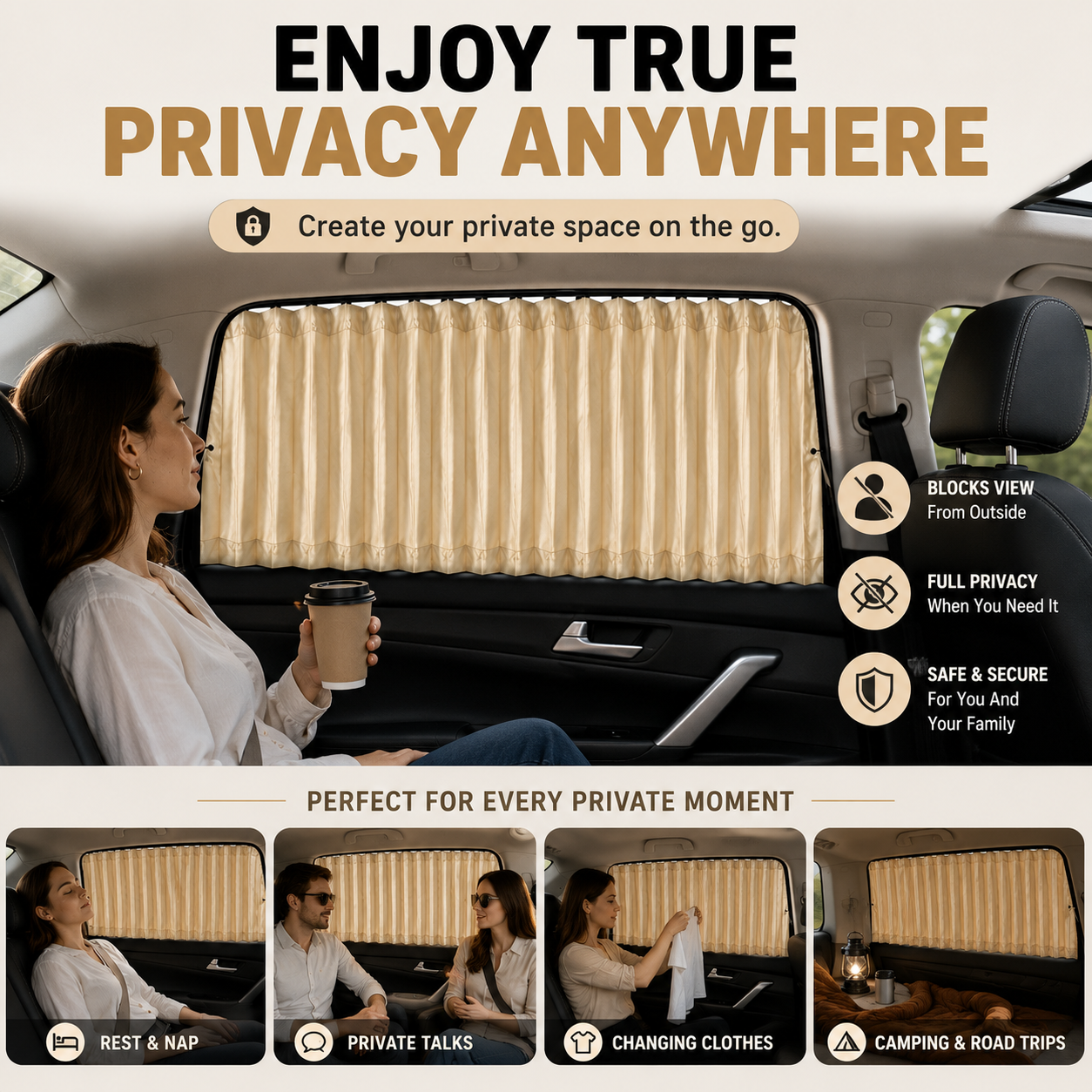 🚗 Magnetic Car Window Curtains – Privacy & UV Blocking Sun Shades