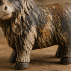 🐮 Rustic Highland Cow Figurine – Charming Farmhouse Tabletop Decor