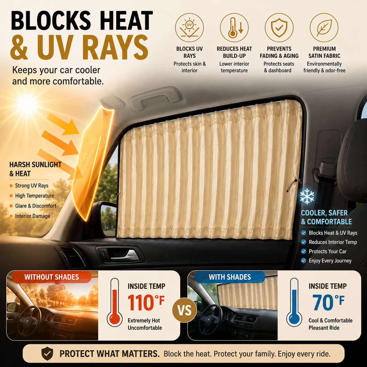 🚗 Magnetic Car Window Curtains – Privacy & UV Blocking Sun Shades