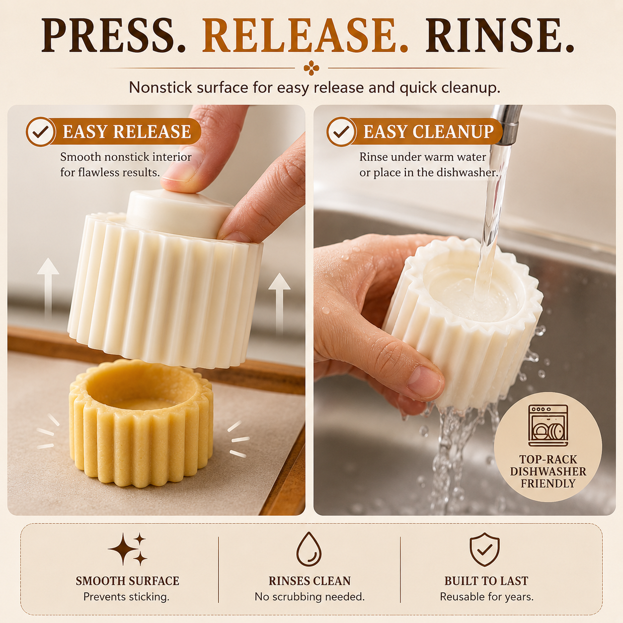 🧁 KITCHEN FAVORITE | Cookie Cup Mold Press – 4-in-1 Detachable Pastry Shaper for Jam, Chocolate & Cream-Filled Treats