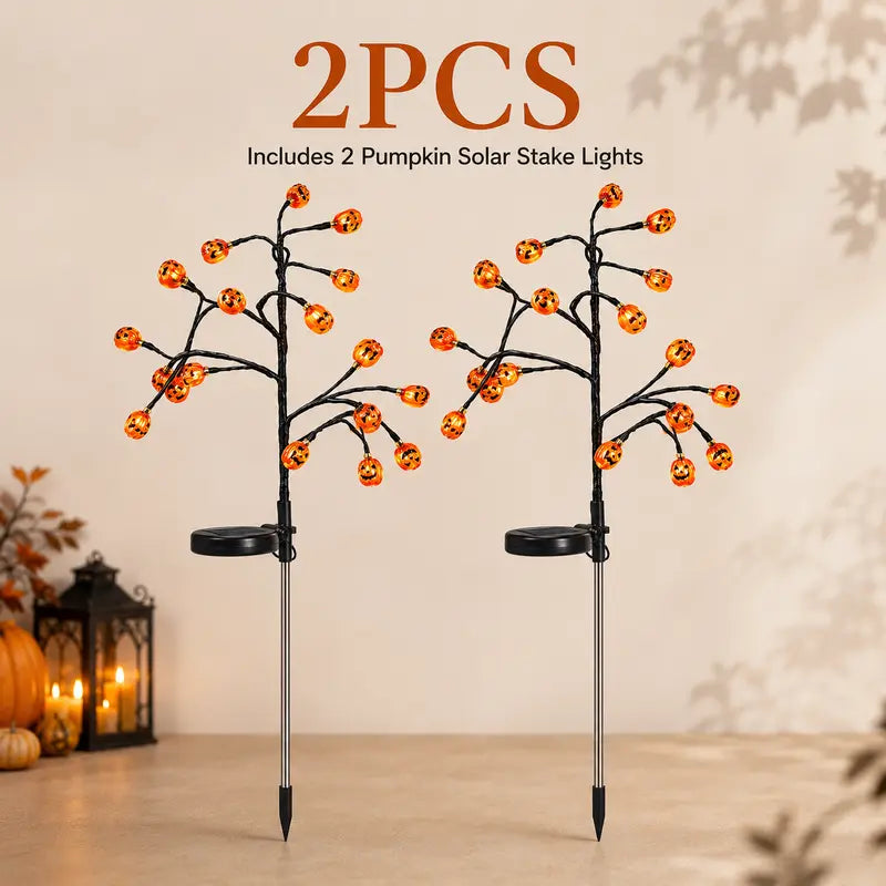 🎃 Pumpkin Solar Stake Lights 4PCS – Halloween Outdoor Yard Decor