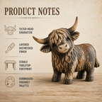 🐮 Rustic Highland Cow Figurine – Charming Farmhouse Tabletop Decor