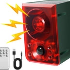☀️ Solar Motion Sensor Animal Deterrent – 130dB Alarm with Custom Recording & Flashing Light