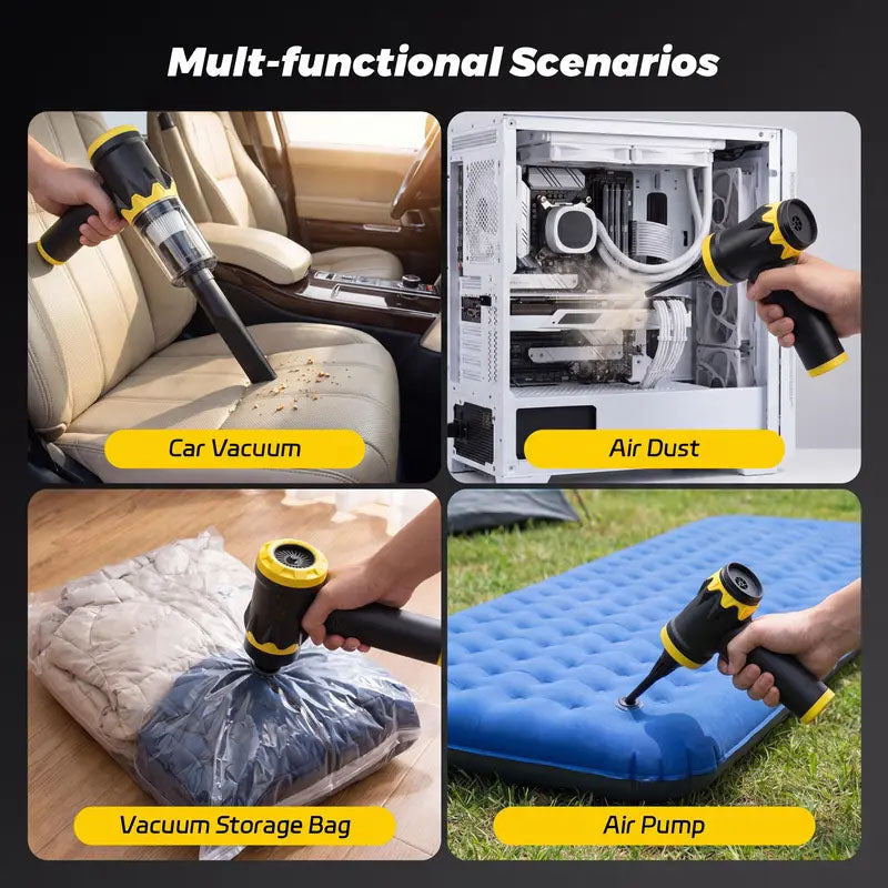 🚗 4-in-1 Cordless Car Vacuum & Air Duster – 120000RPM Turbo, 20,000Pa Powerful Suction, USB-C Rechargeable Portable Cleaner