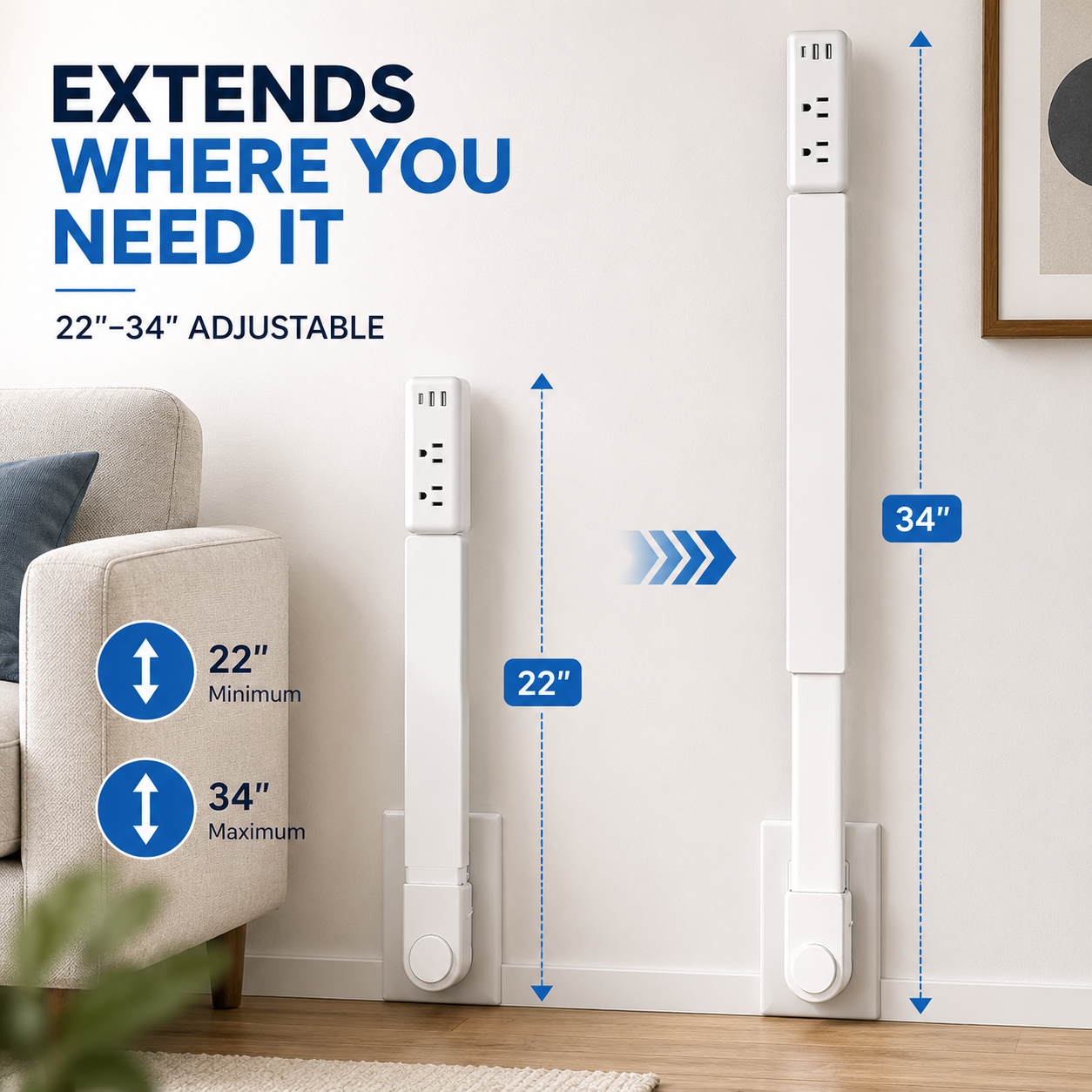 🔌 Adjustable Outlet Extender Stick – Reach Hidden Outlets Easily