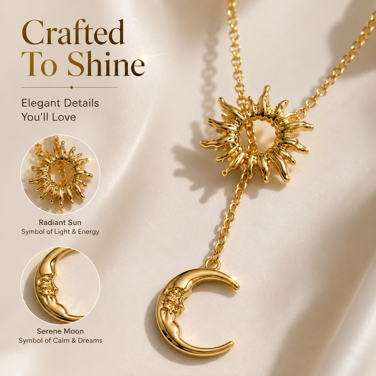 🌞 Sun & Moon Celestial Necklace – Carry Your Light, Embrace Your Dreams 🌙