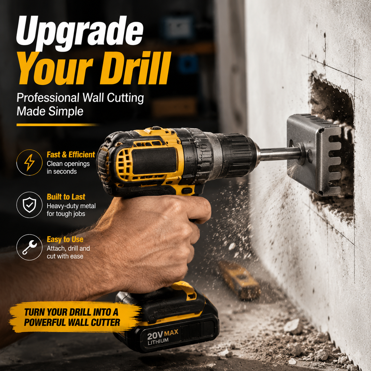 ⚡ 2 PCS Drill Wall Cutter Attachment – Turn Your Drill Into A Professional Wall Cutting Tool