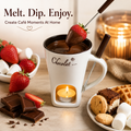 🍫 Cozy Ceramic Chocolate Fondue Mug Set – Candle Heated Dessert Cup With Fondue Fork