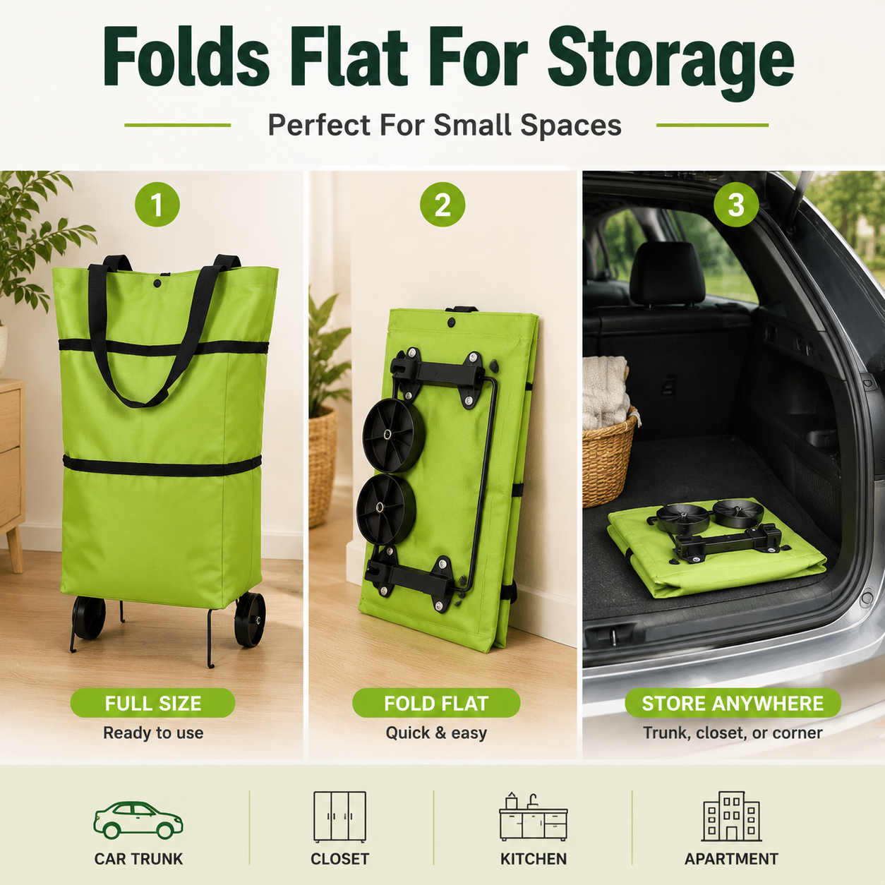 🔥 LAST DAY 50% OFF-🛒 Foldable 2-in-1 Rolling Shopping Cart Bag
