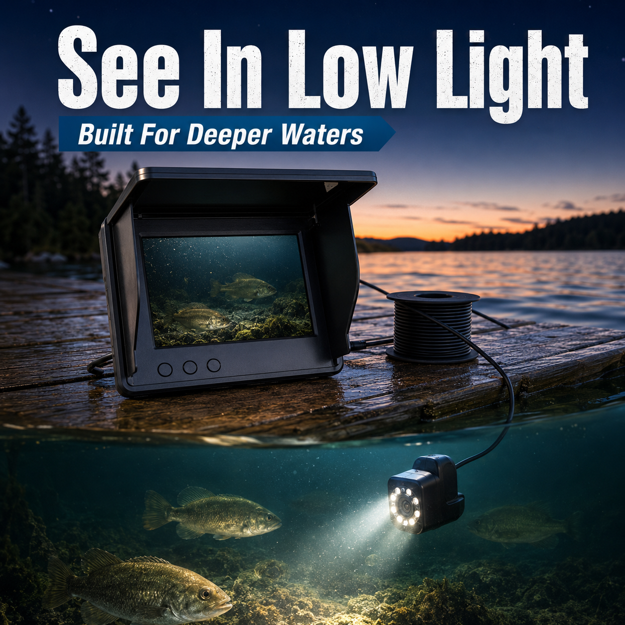 🎣 4.3" HD Underwater Fishing Camera – Live View Fish Finder for Lake, Boat & Ice Fishing