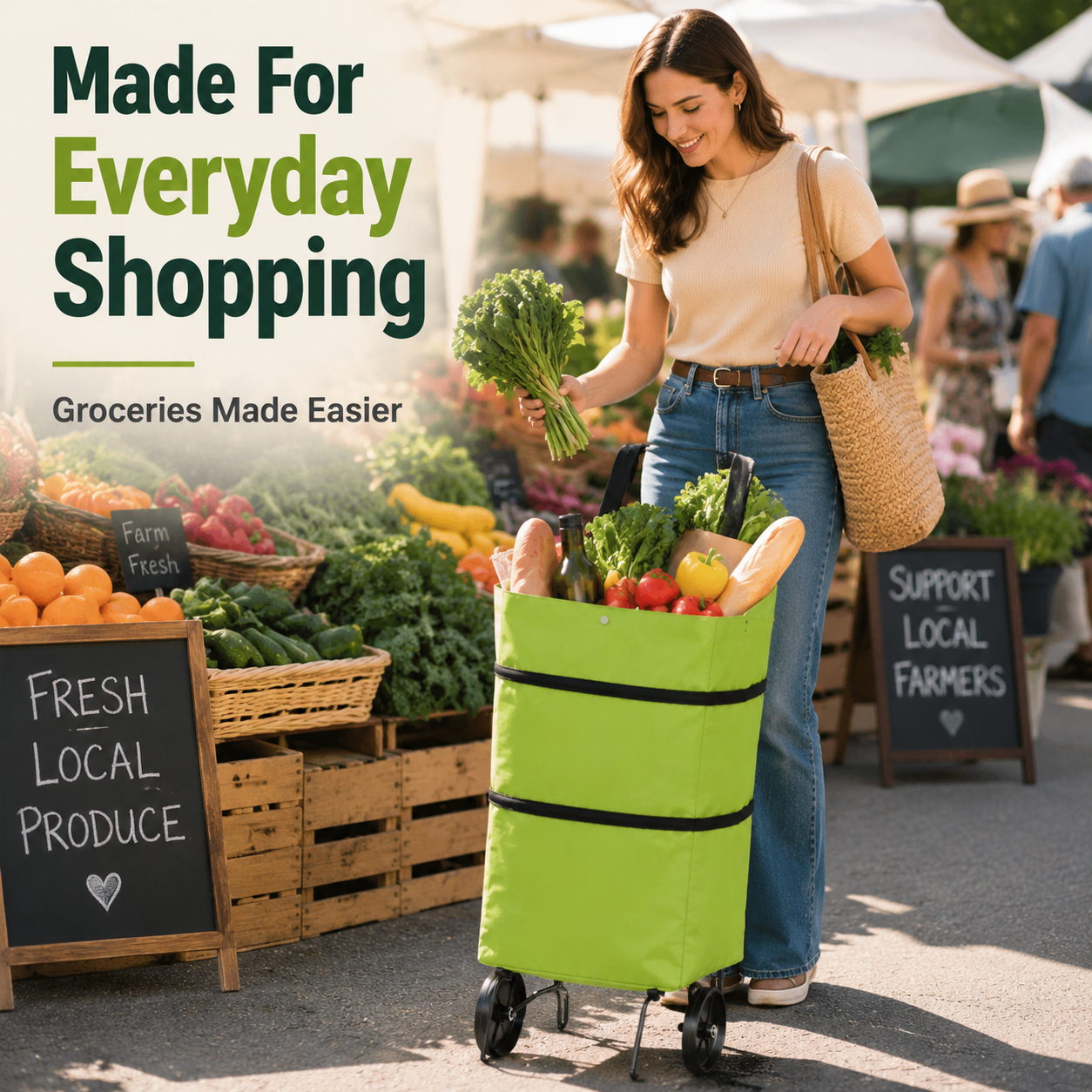 🔥 LAST DAY 50% OFF-🛒 Foldable 2-in-1 Rolling Shopping Cart Bag