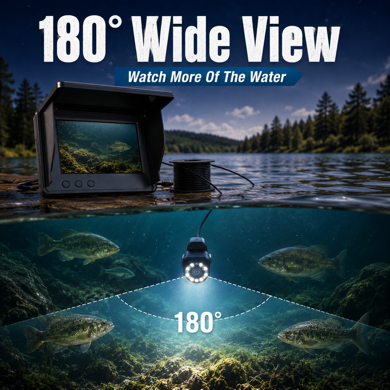 🎣 4.3" HD Underwater Fishing Camera – Live View Fish Finder for Lake, Boat & Ice Fishing