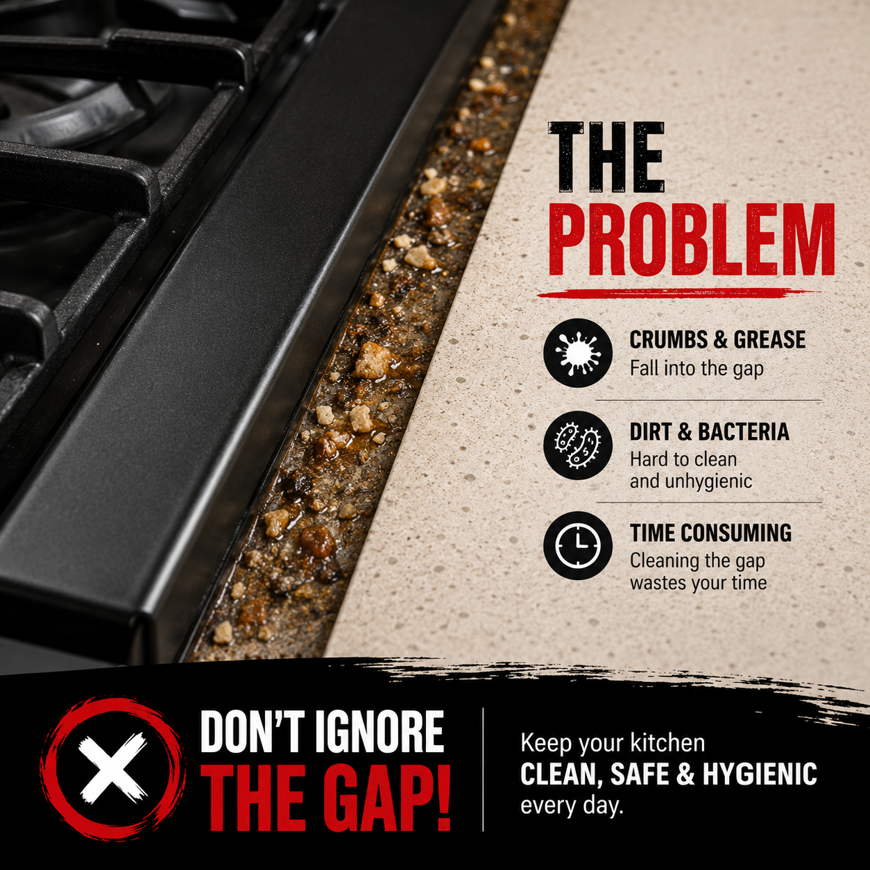 ✨ Adjustable Stove Gap Cover – Keep Crumbs & Grease Out
