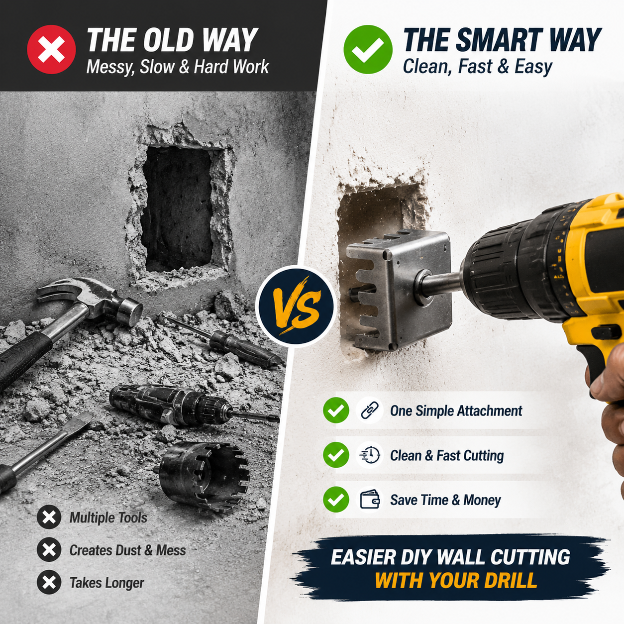 ⚡ 2 PCS Drill Wall Cutter Attachment – Turn Your Drill Into A Professional Wall Cutting Tool