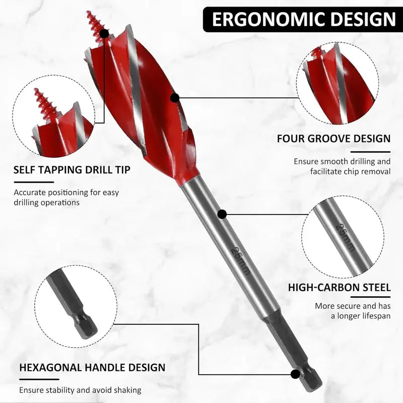 🔥 8-Piece Self-Tapping Wood Boring Drill Bit Set – Fast, Clean & Precise Drilling