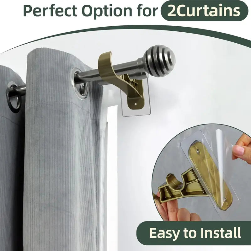 🏡 No-Drill Double Curtain Rod Brackets – Self-Adhesive 4-Pack