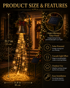 🎄 Christmas Bell Cascade Solar Lights✨ Create a Magical Holiday Glow