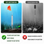 🎣 Pre-Tied Off Bottom Fishing Rig | Anti-Snag Floating Bottom Hook Leaders