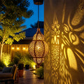 Moroccan Solar Lantern - Waterproof Solar Outdoor Lights with Retro Dynamic Shadow Projection, Hanging Light for Garden, Home Decor, Aesthetic Unique Decor,dorm essentials,home essentials,camping essentials,sohochic