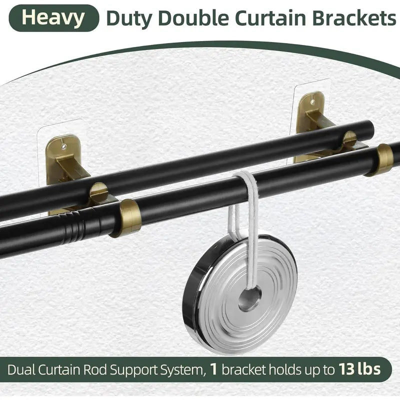🏡 No-Drill Double Curtain Rod Brackets – Self-Adhesive 4-Pack