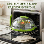 10' Clear Microwave Splatter Cover: Built-in Water Steamer & Steam Vent Lid