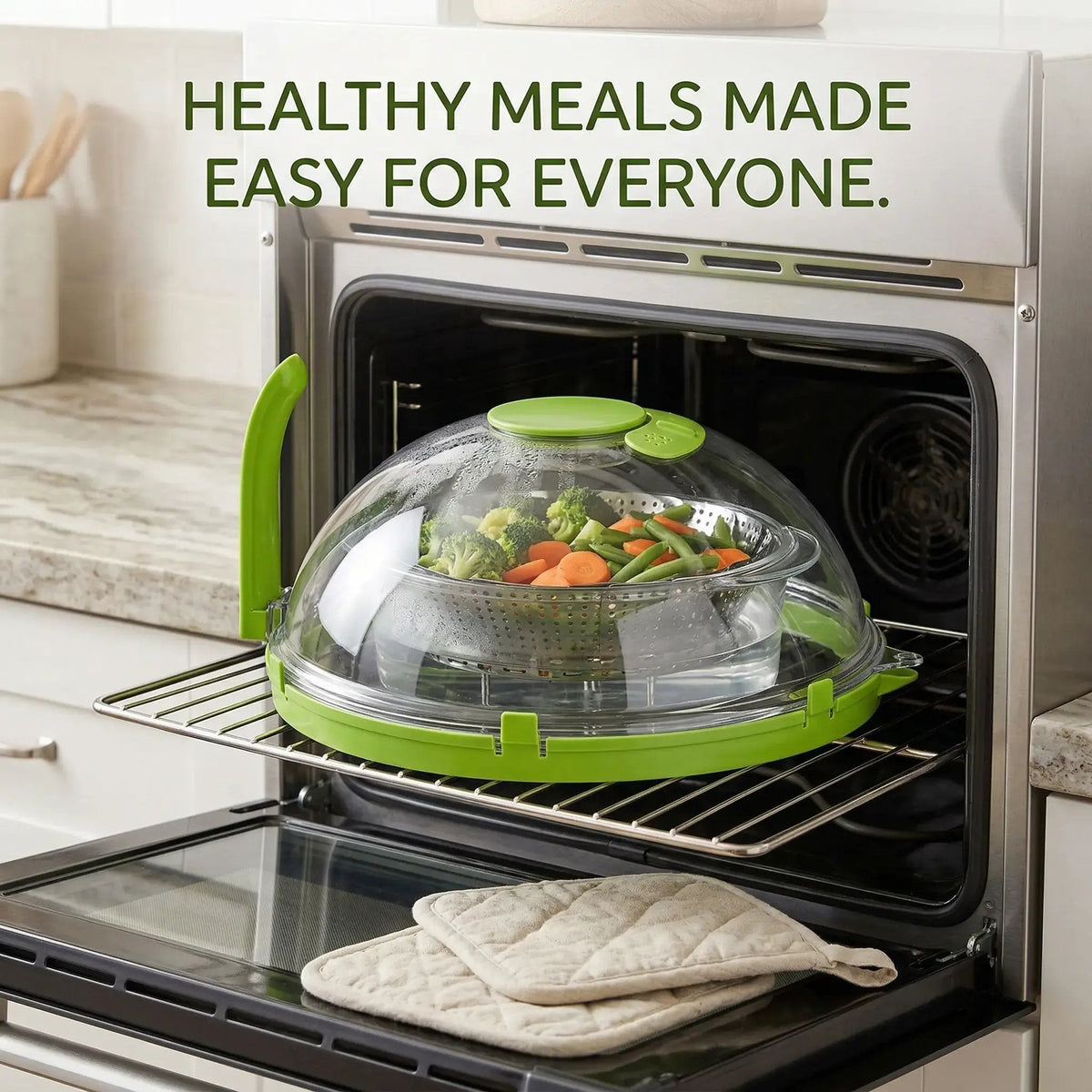 10' Clear Microwave Splatter Cover: Built-in Water Steamer & Steam Vent Lid