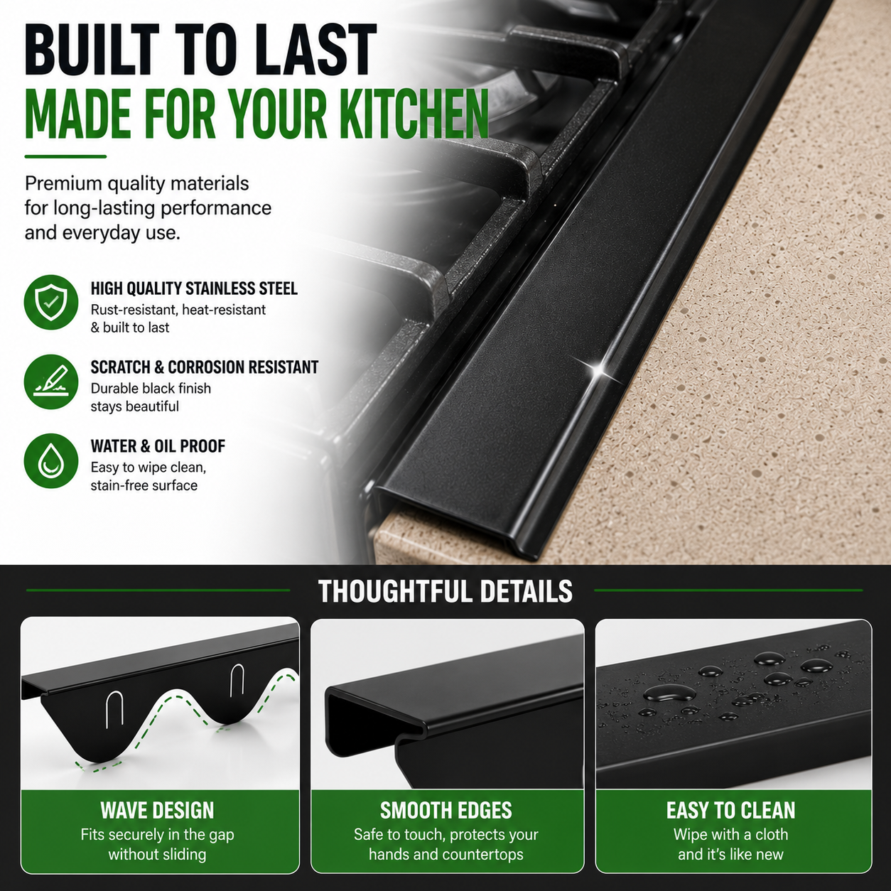 ✨ Adjustable Stove Gap Cover – Keep Crumbs & Grease Out