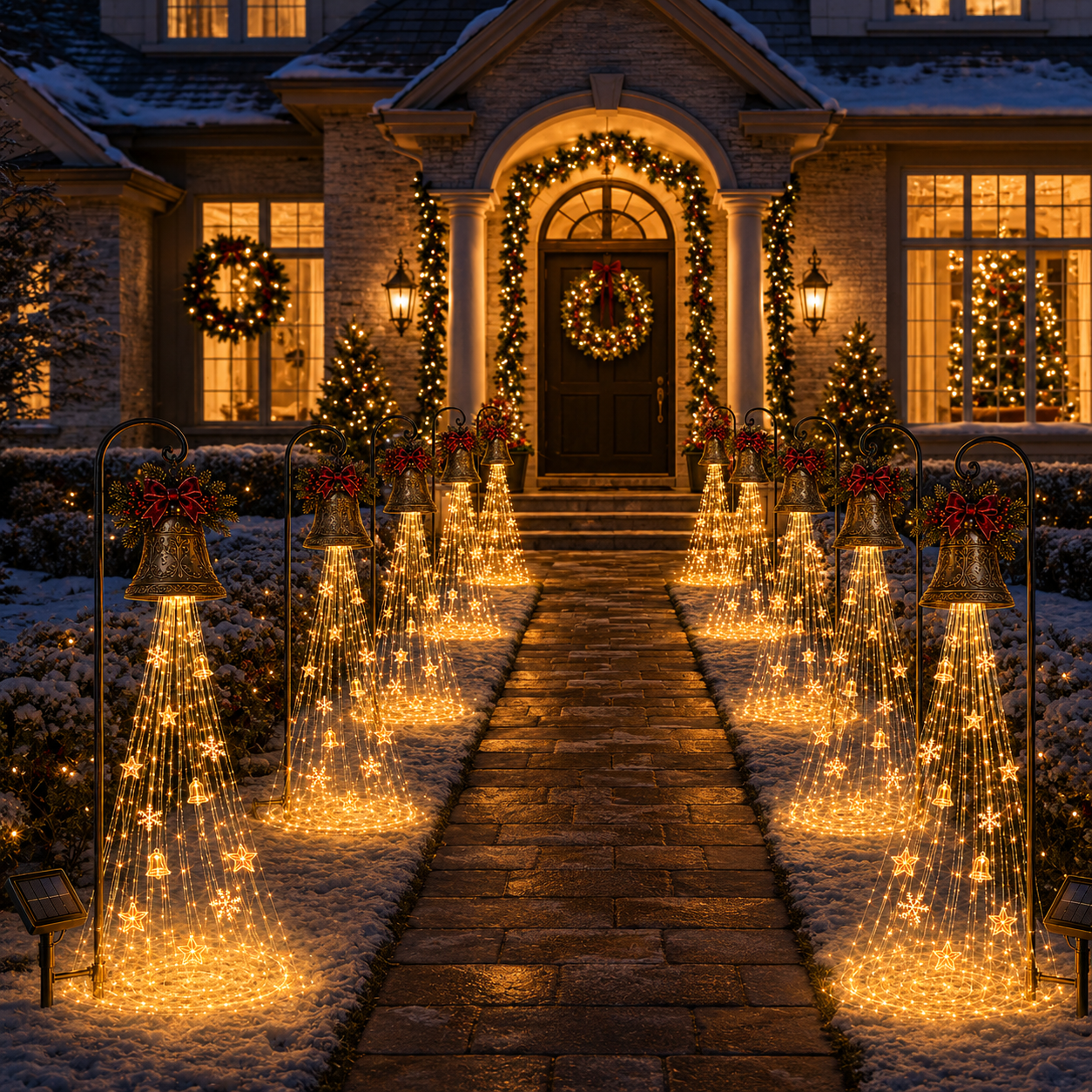 🎄 Christmas Bell Cascade Solar Lights✨ Create a Magical Holiday Glow