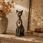 Heritage Heart Sphynx Sculpture – Vintage Iron Cat Accent for Timeless Interiors