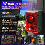 ☀️ Solar Motion Sensor Animal Deterrent – 130dB Alarm with Custom Recording & Flashing Light