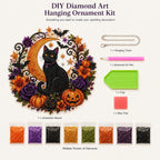 ✨🐈‍⬛ Halloween Black Cat Diamond Art Kit – DIY Hanging Ornament👻