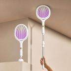 🦟 5-in-1 Extendable Electric Mosquito Swatter with Purple Light & Charging Base