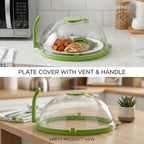 10' Clear Microwave Splatter Cover: Built-in Water Steamer & Steam Vent Lid