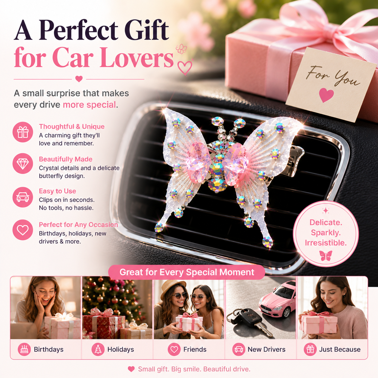 🦋 Crystal Butterfly Car Decor Clip – Add Sparkle to Every Drive ✨