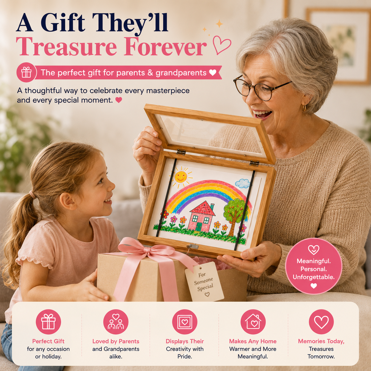 ❤️ Little Artist Memory Frame – Easy-Open Magnetic Display Frame To Showcase Kids' Artwork