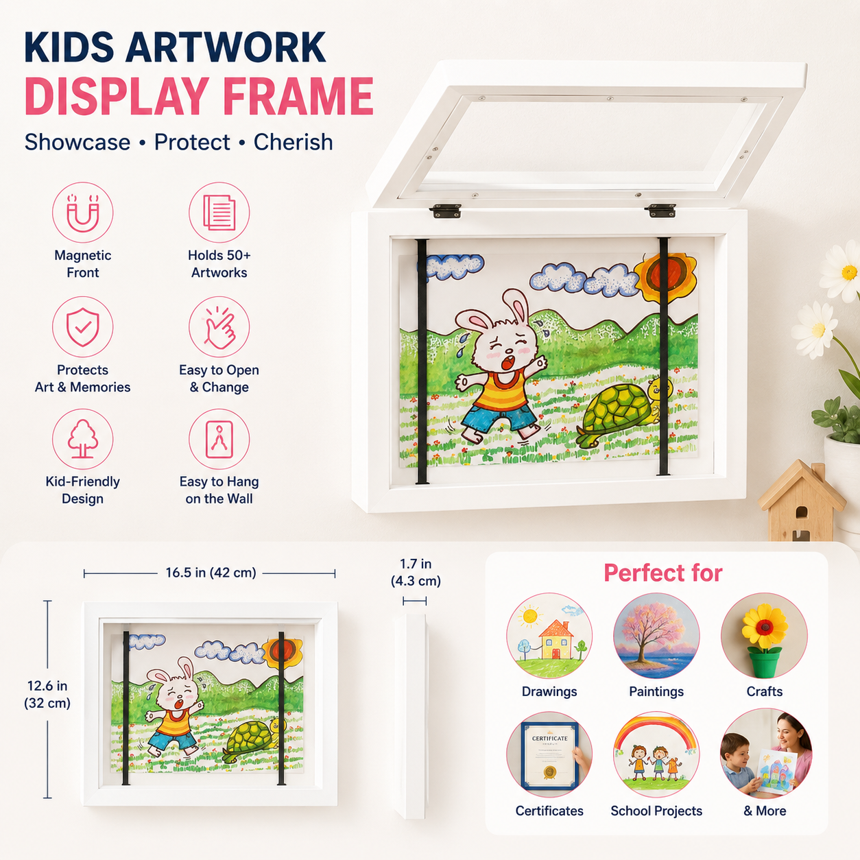 ❤️ Little Artist Memory Frame – Easy-Open Magnetic Display Frame To Showcase Kids' Artwork