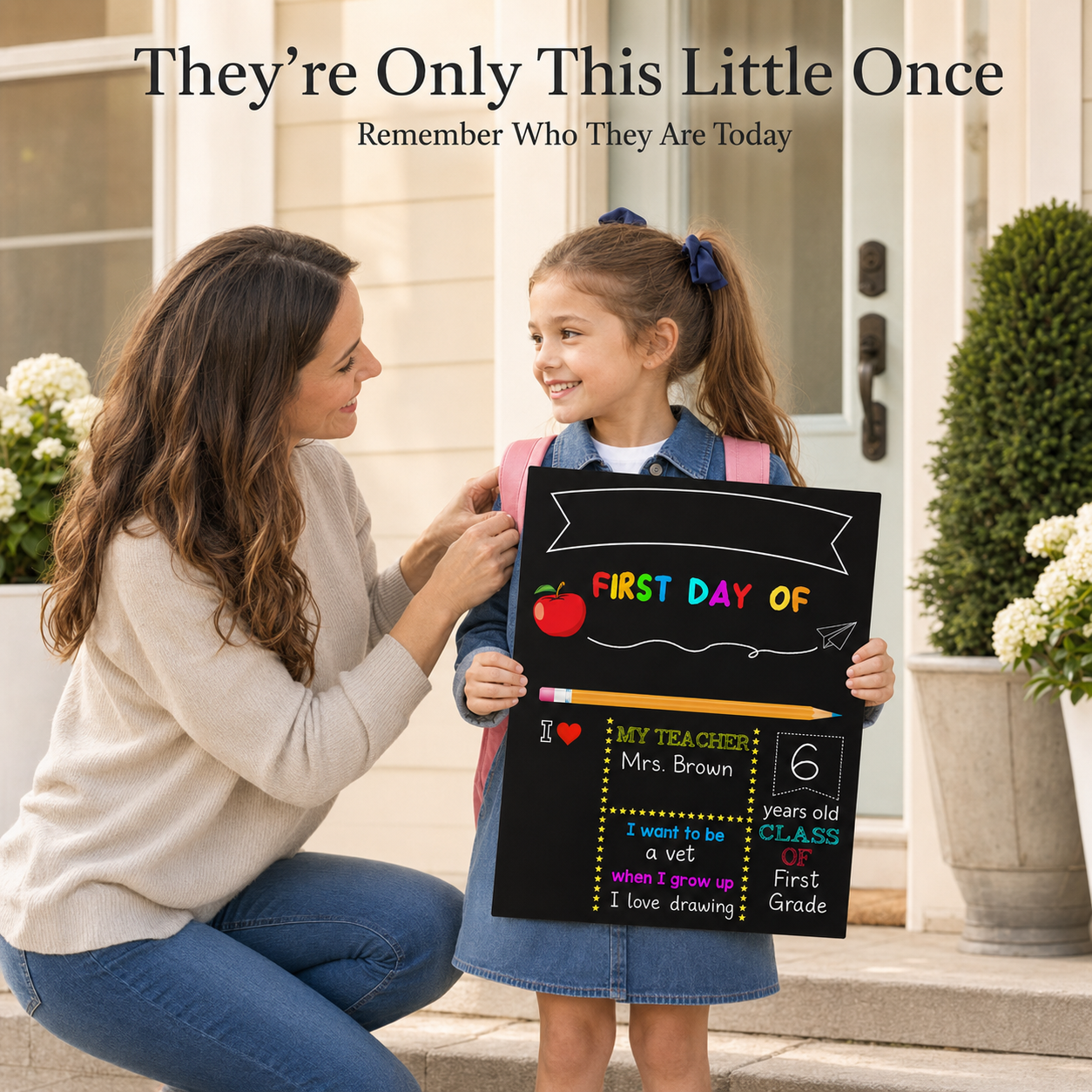 🎒 Reusable First & Last Day School Milestone Board – Personalized Photo Sign