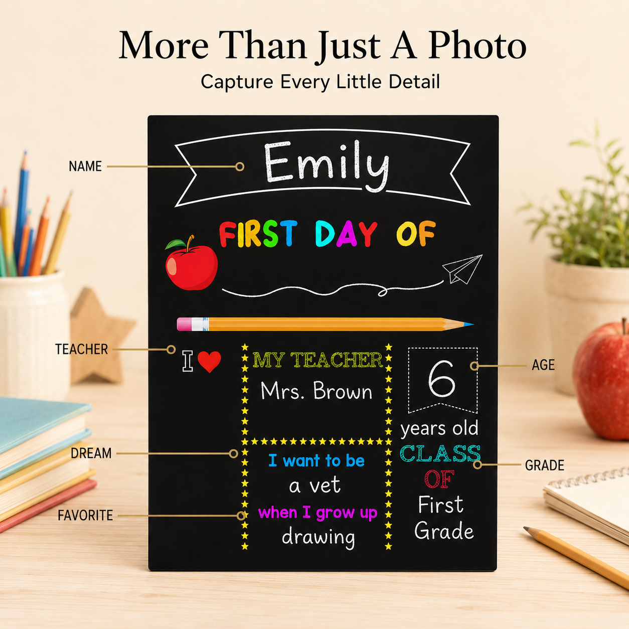 🎒 Reusable First & Last Day School Milestone Board – Personalized Photo Sign