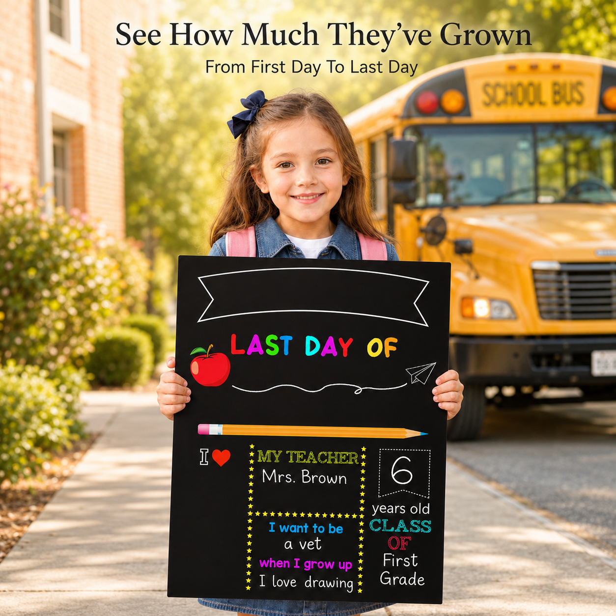 🎒 Reusable First & Last Day School Milestone Board – Personalized Photo Sign