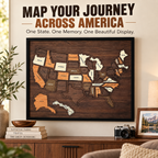 🗺️ Wooden USA Travel Map ✨ Personalized Adventure Memory Wall Decor Gift