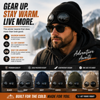 🧢 Retro Goggle Beanie Hat – Unique Winter Knit Cap for Outdoor Adventures