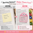 🌈 Cute Character Sticky Notes （Pack of six）– Kawaii Memo Pads For Study, Journaling & Planning（6 PCS）