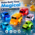 🚗 6PCS Water-Activated Light-Up Bath Toy Cars – Traffic & Construction Vehicles for Kids