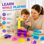 🧩 Soft Jelly Building Blocks – Sensory STEM Toy for Kids, Squishy Stretchable Bath Blocks (40PCS)