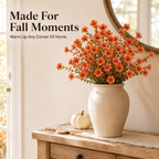 🍂 5-Pack Artificial Fall Flowers – Realistic Orange Faux Bouquets for Porch Pots & Home Décor
