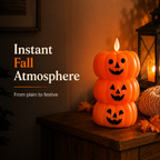 Stacked Pumpkin LED Candle – Cute Flameless Halloween Table Decoration