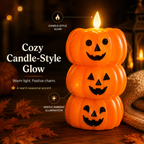 Stacked Pumpkin LED Candle – Cute Flameless Halloween Table Decoration